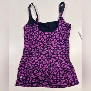 Lululemon Barre None Tank Top Mini Cherry Cheetah Violet Leopard Run Yoga Gym 4